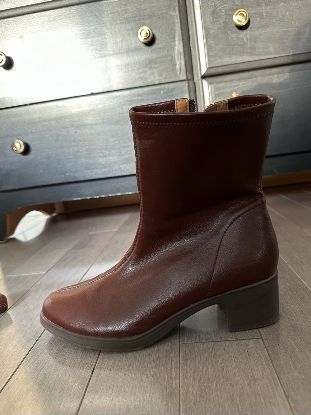 Brown Short Heeled Boots - Picture 2 of 4